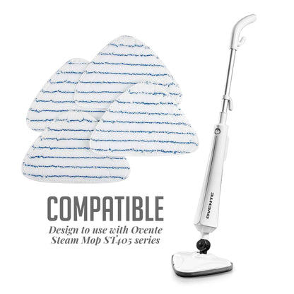Ovente 4-Pack High-Density Microfiber Replacement Pads For Electric Steam Mops ACPST4054