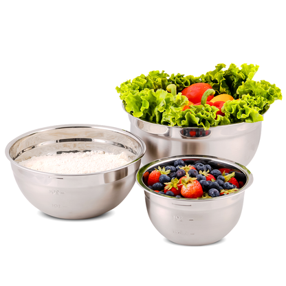 Ovente 3-Piece Stainless Steel Mixing Bowl Set BM46333S