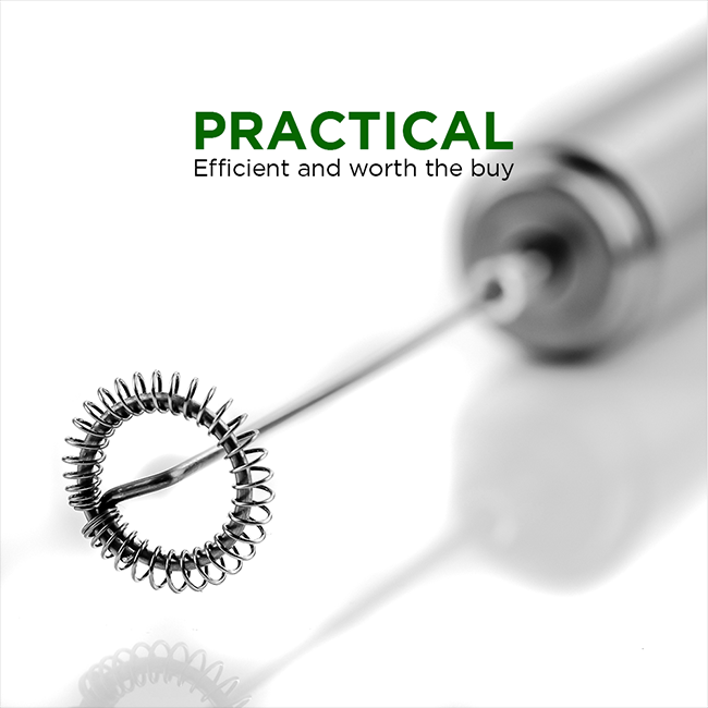 Ovente Milk Frother, Stainless Steel, Coffee Mixer Wand, Black (FRS1020B)