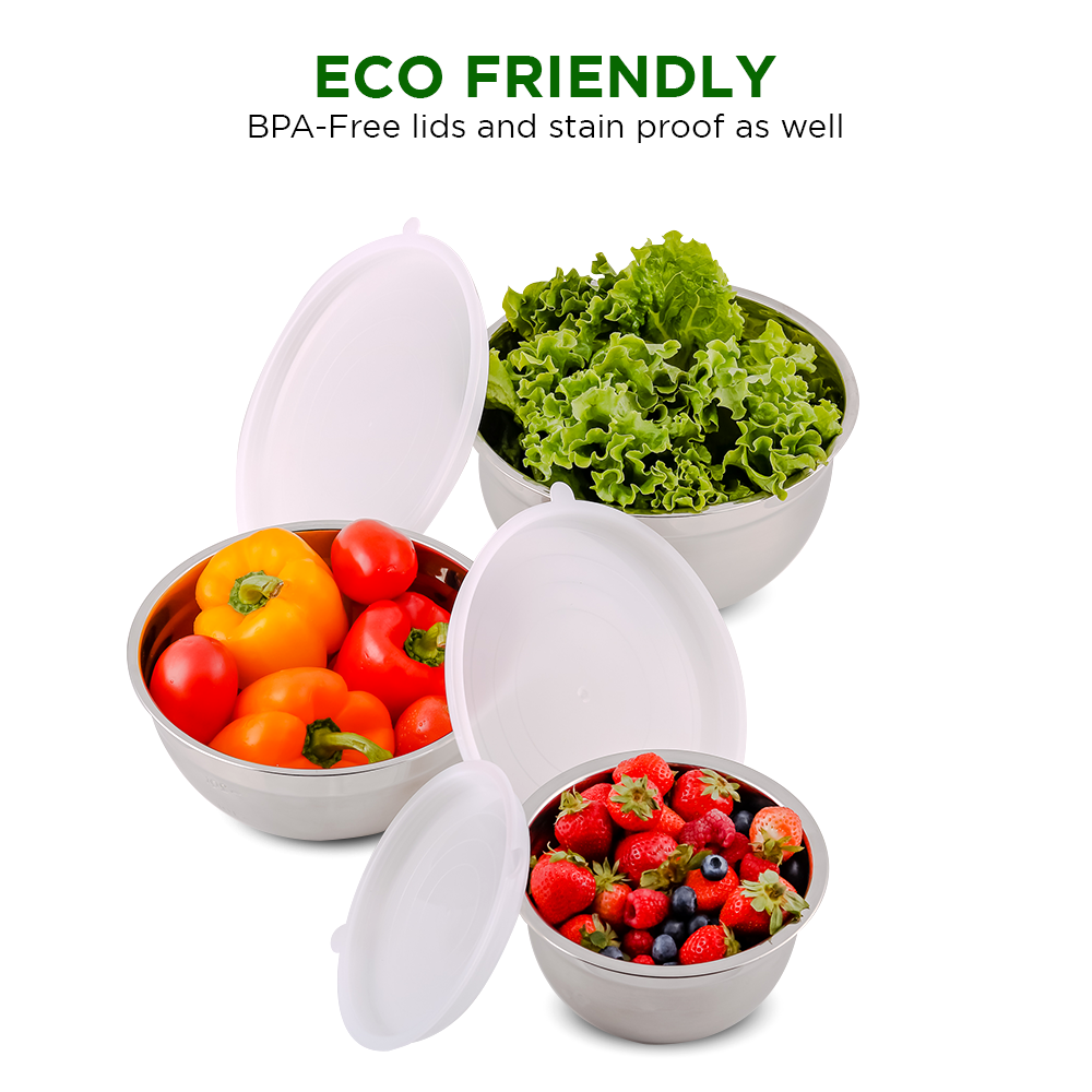 Ovente 3-Piece Stainless Steel Mixing Bowl Set BM46333S