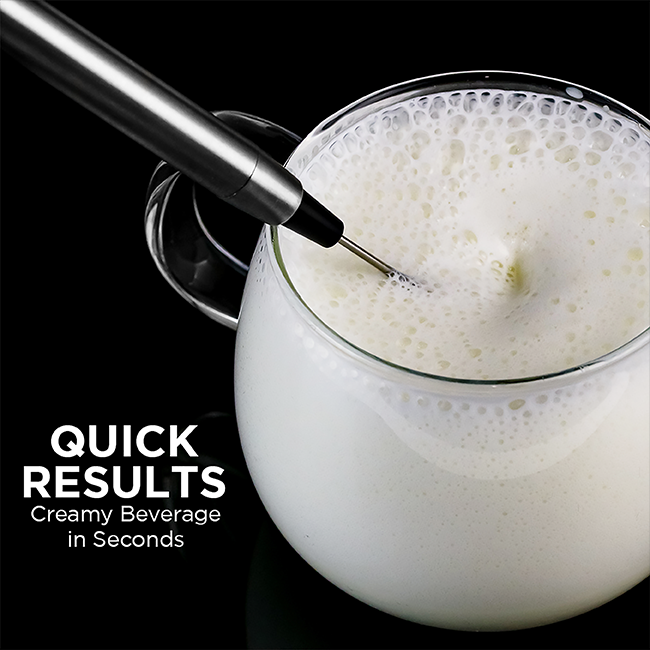 Ovente Electric Stainless Steel Milk Frother, Coffee, Hand Held, Silver (FRS1010S)