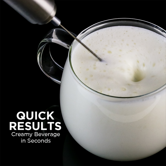 Ovente Milk Frother, Stainless Steel, Coffee Mixer Wand, Black (FRS1020B)