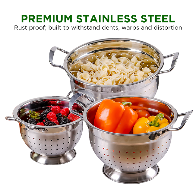 Ovente 3-Piece Stainless Steel Colander Set C46263S