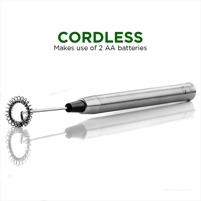 Ovente Electric Stainless Steel Milk Frother, Coffee, Hand Held, Silver (FRS1010S)