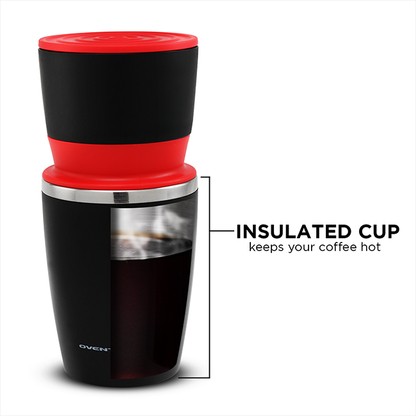 Ovente 2-in-1 Manual Coffee Grinder with 10.8oz Insulated Cup CMB281R