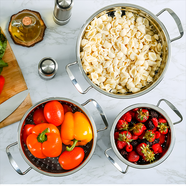 Ovente 3-Piece Stainless Steel Colander Set C46263S