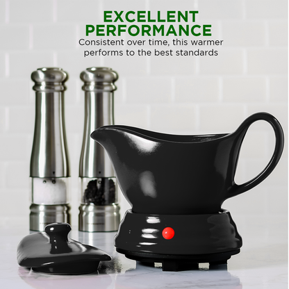 Ovente Electric Gravy Boat Warmer & 16oz Ceramic Bowl FW177833B