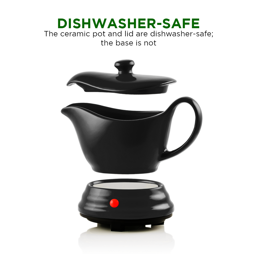 Ovente Electric Gravy Boat Warmer & 16oz Ceramic Bowl FW177833B