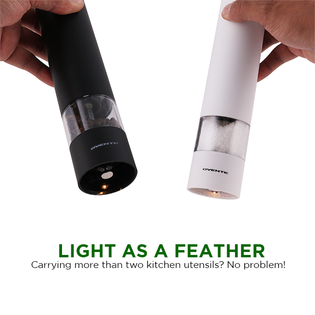 Ovente Electric Salt and Pepper Grinder Set SPD102BW