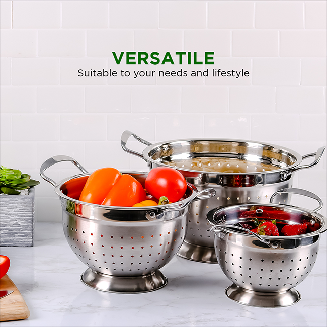 Ovente 3-Piece Stainless Steel Colander Set C46263S