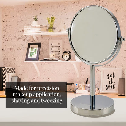 Ovente Tabletop Makeup Mirror, 6 Inch, Dual-Sided 1x/7x Magnification