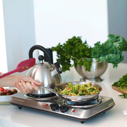 Ovente Electric Double Coil Burner Cooktop BGC102S