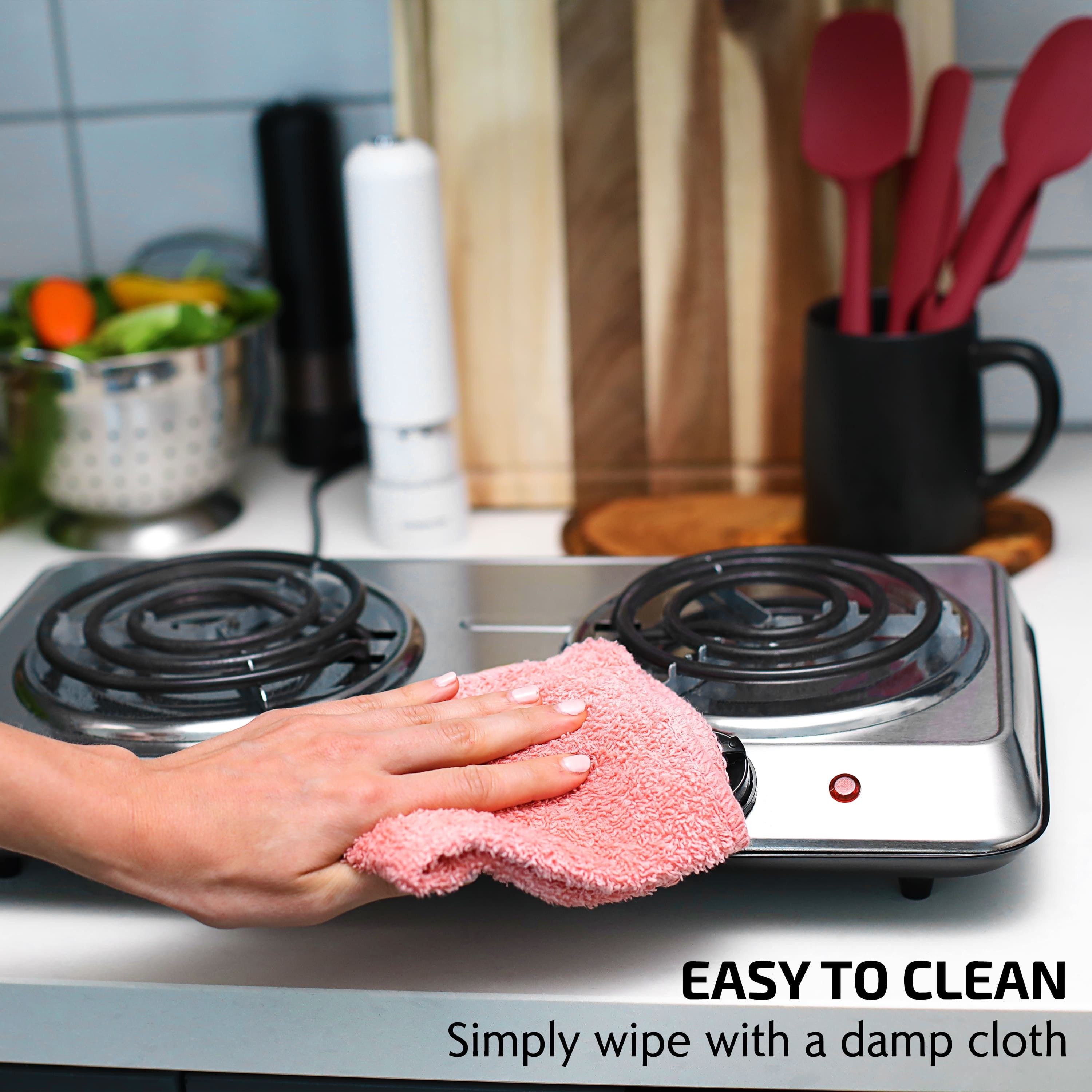 Ovente Electric Double Coil Burner Cooktop BGC102S