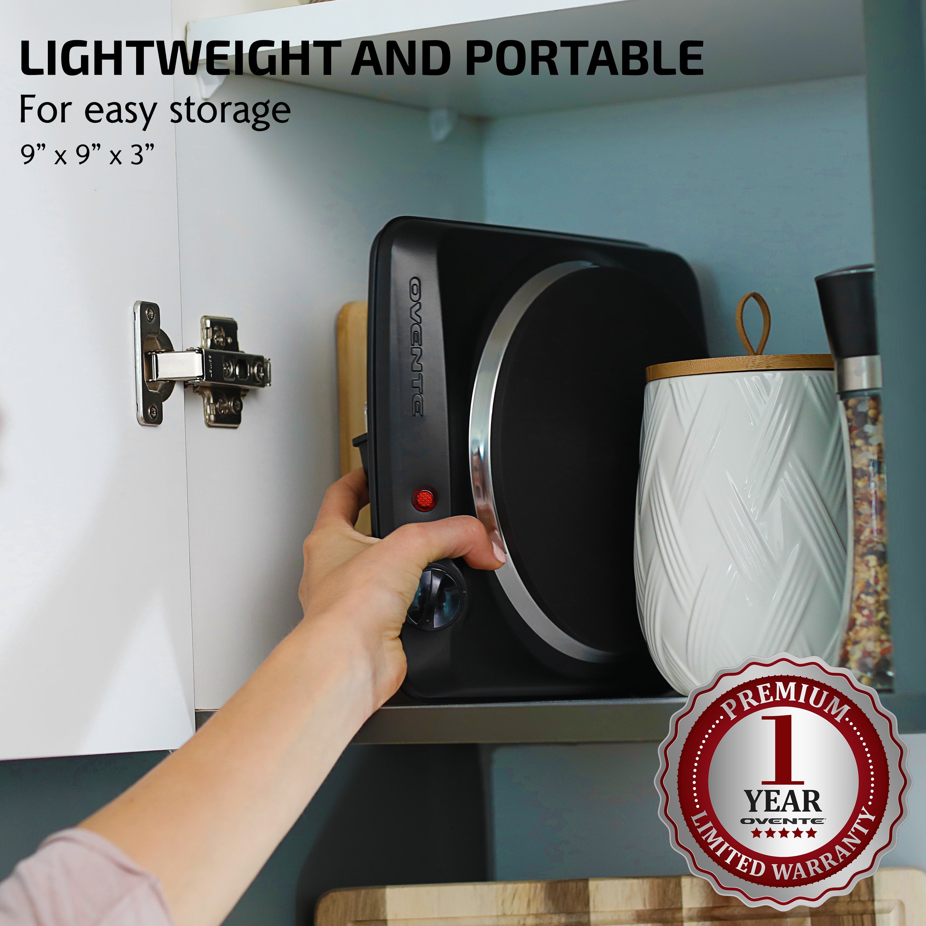 Ovente Electric Cooktop with 7” Cast Iron Burner BGS101B