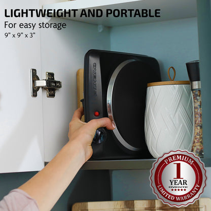 Ovente Electric Cooktop with 7” Cast Iron Burner BGS101B