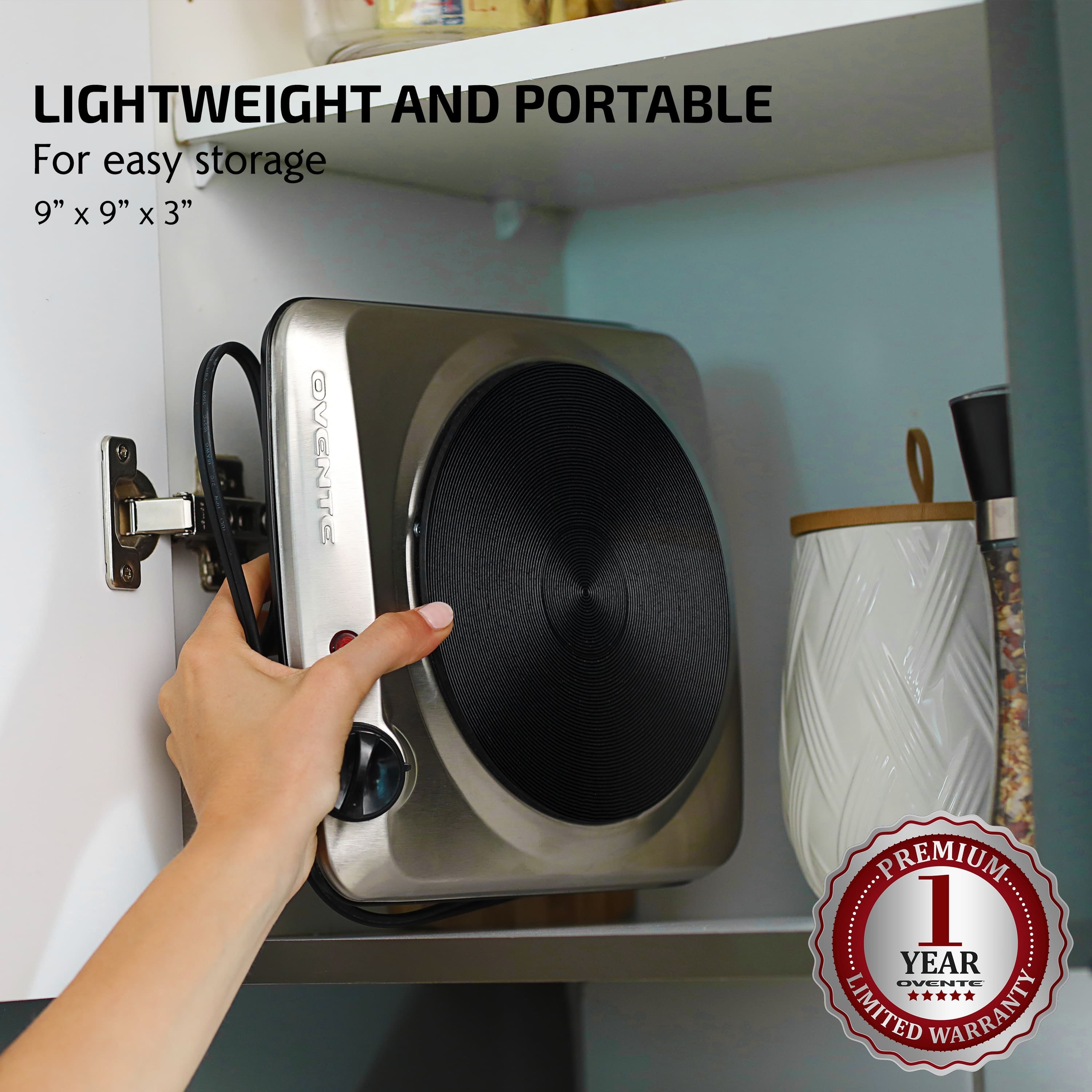 Ovente Electric Cooktop with 7” Cast Iron Burner BGS101S