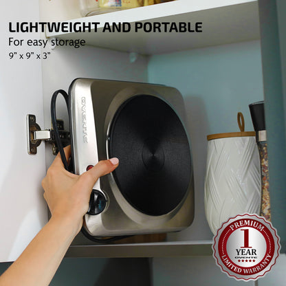 Ovente Electric Cooktop with 7” Cast Iron Burner BGS101S