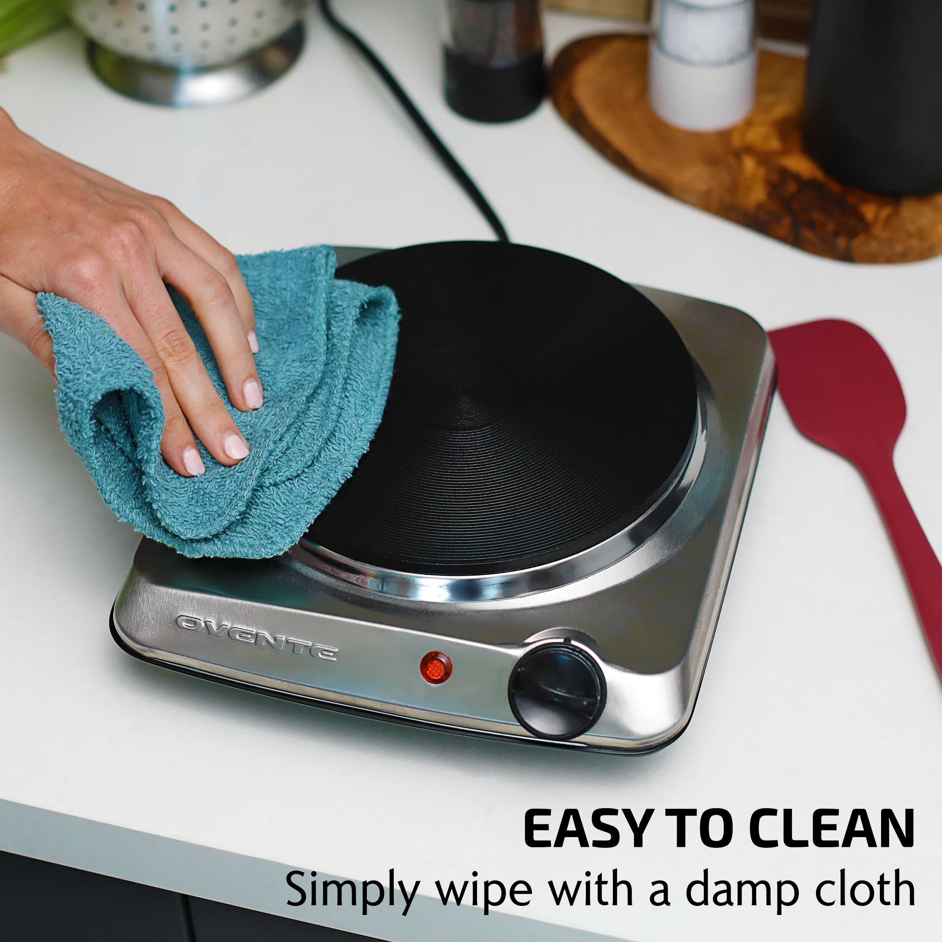 Ovente Electric Cooktop with 7” Cast Iron Burner BGS101S