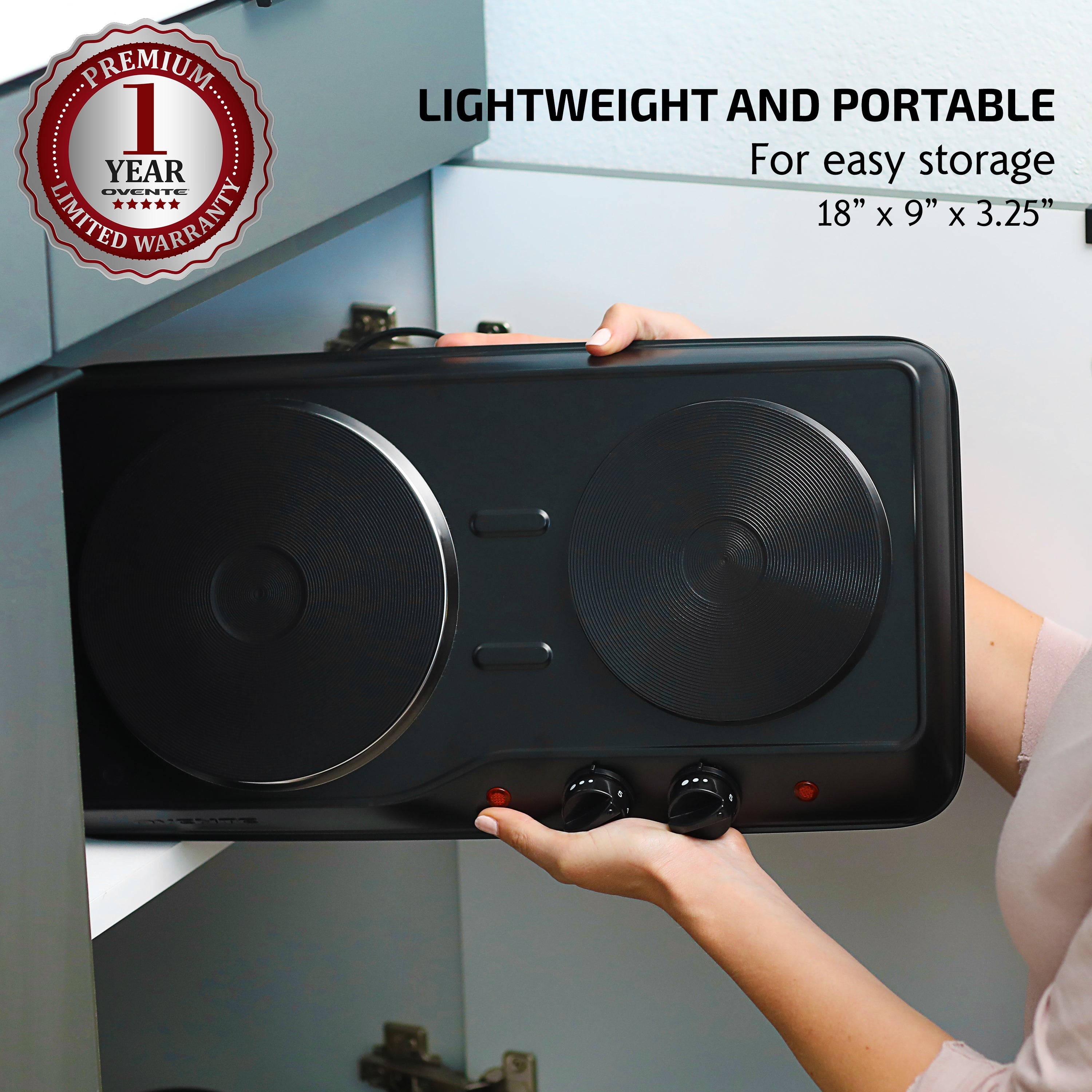 Ovente Electric Double Burner Cooktop BGS102B