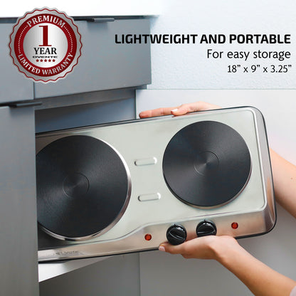 Ovente Electric Double Burner Cooktop BGS102S