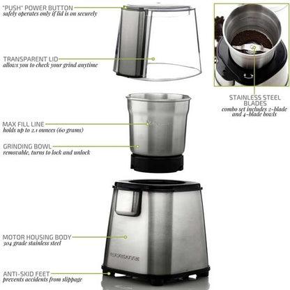 Ovente Electric Coffee Grinder Set 