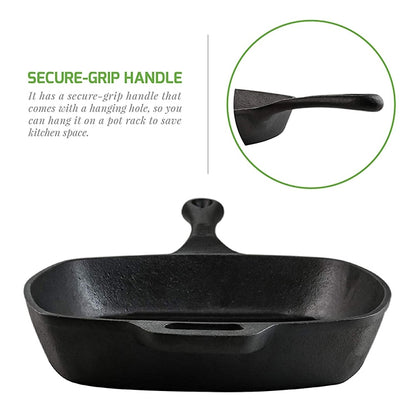 Pre-Seasoned Square Cast-Iron Grill Pan