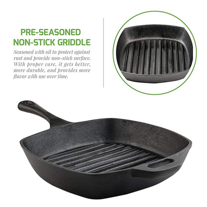 Pre-Seasoned Square Cast-Iron Grill Pan