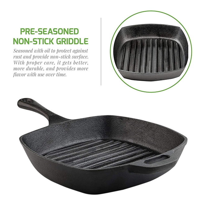 Pre-Seasoned Square Cast-Iron Grill Pan