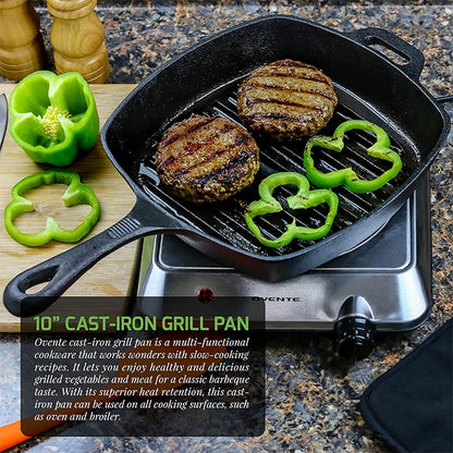 Pre-Seasoned Square Cast-Iron Grill Pan