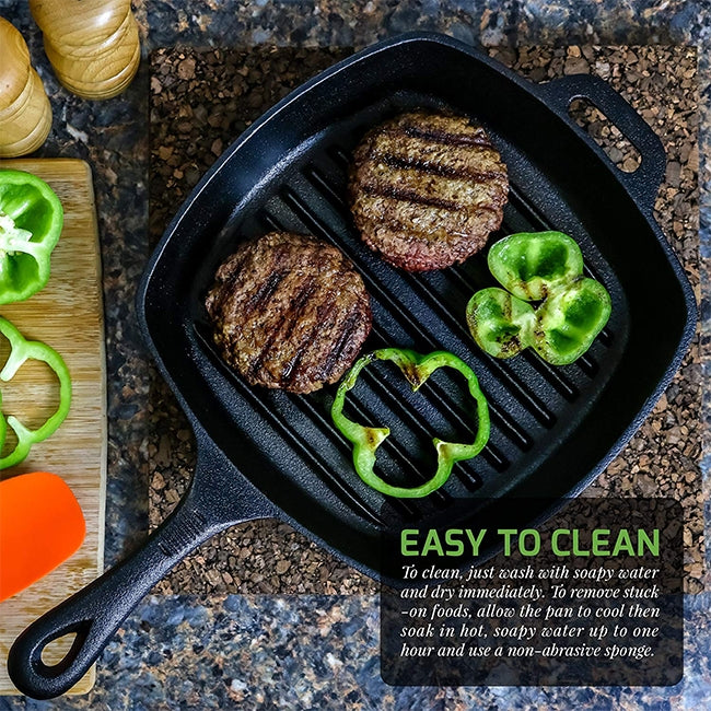 Pre-Seasoned Square Cast-Iron Grill Pan