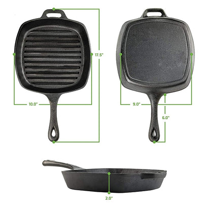 Pre-Seasoned Square Cast-Iron Grill Pan