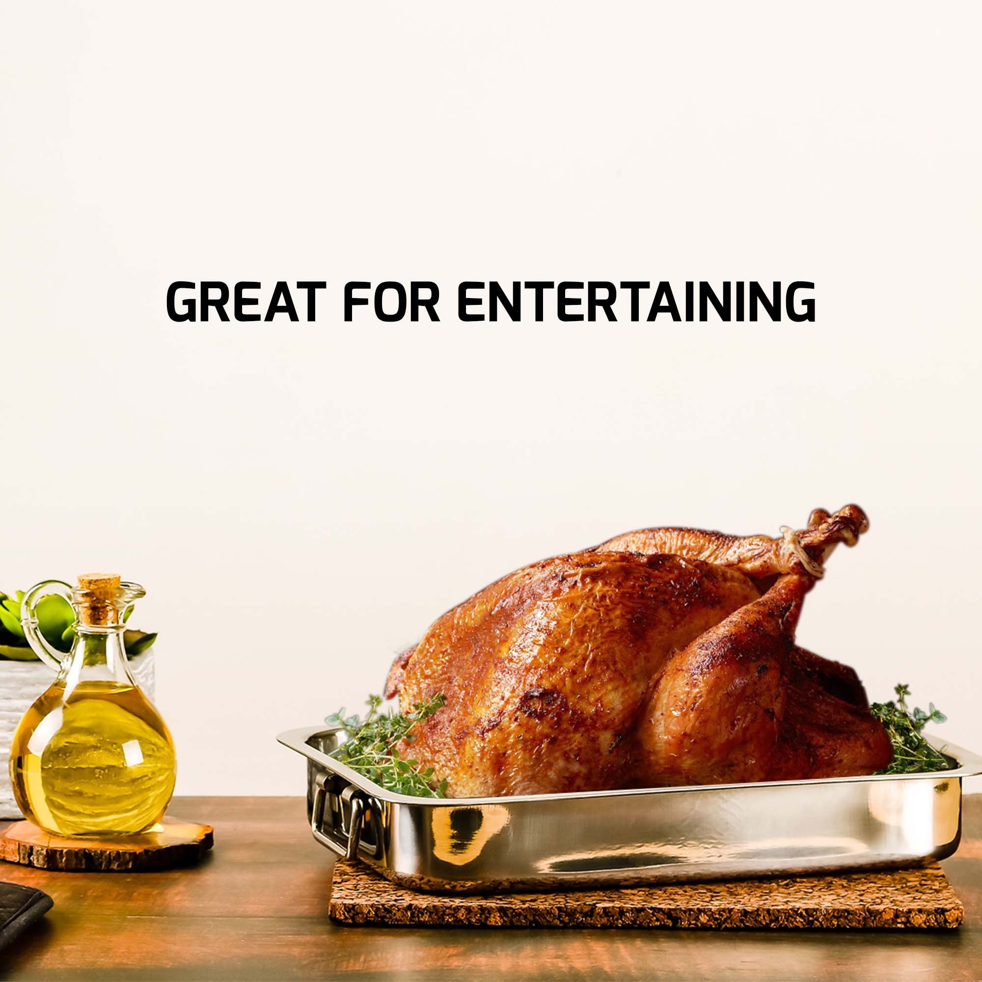 Ovente Stainless Steel Non-Stick Roasting Pan with Rack CWR23131S