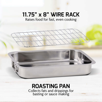 Ovente Stainless Steel Non-Stick Roasting Pan with Rack CWR23131S