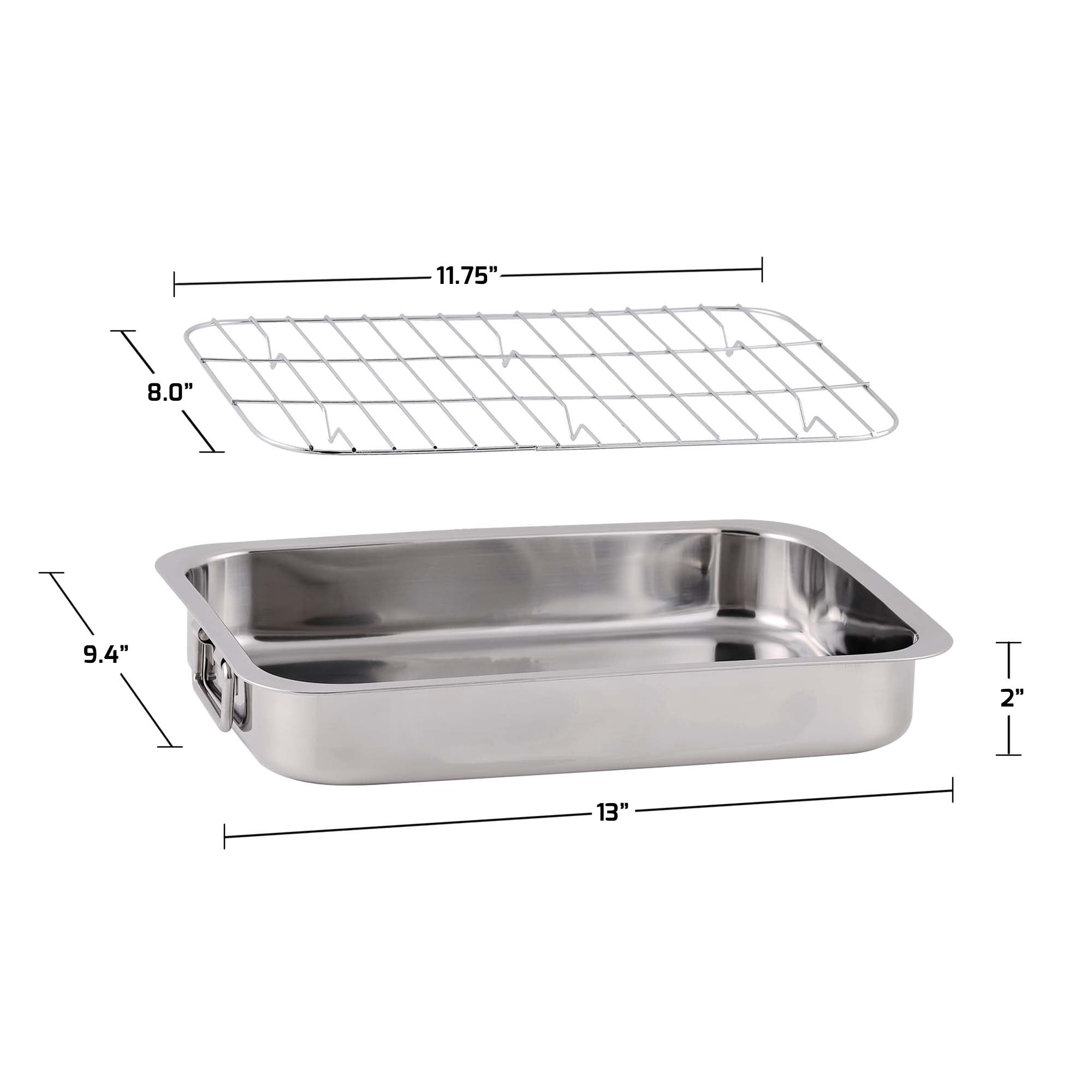 Ovente Stainless Steel Non-Stick Roasting Pan with Rack CWR23131S
