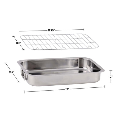 Ovente Stainless Steel Non-Stick Roasting Pan with Rack CWR23131S