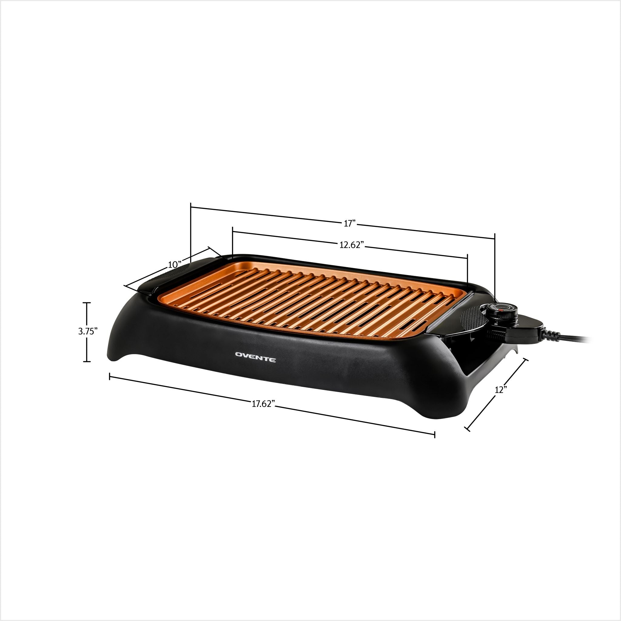 Ovente Indoor Grill with Non-Stick Copper Plate GD1632NLCO