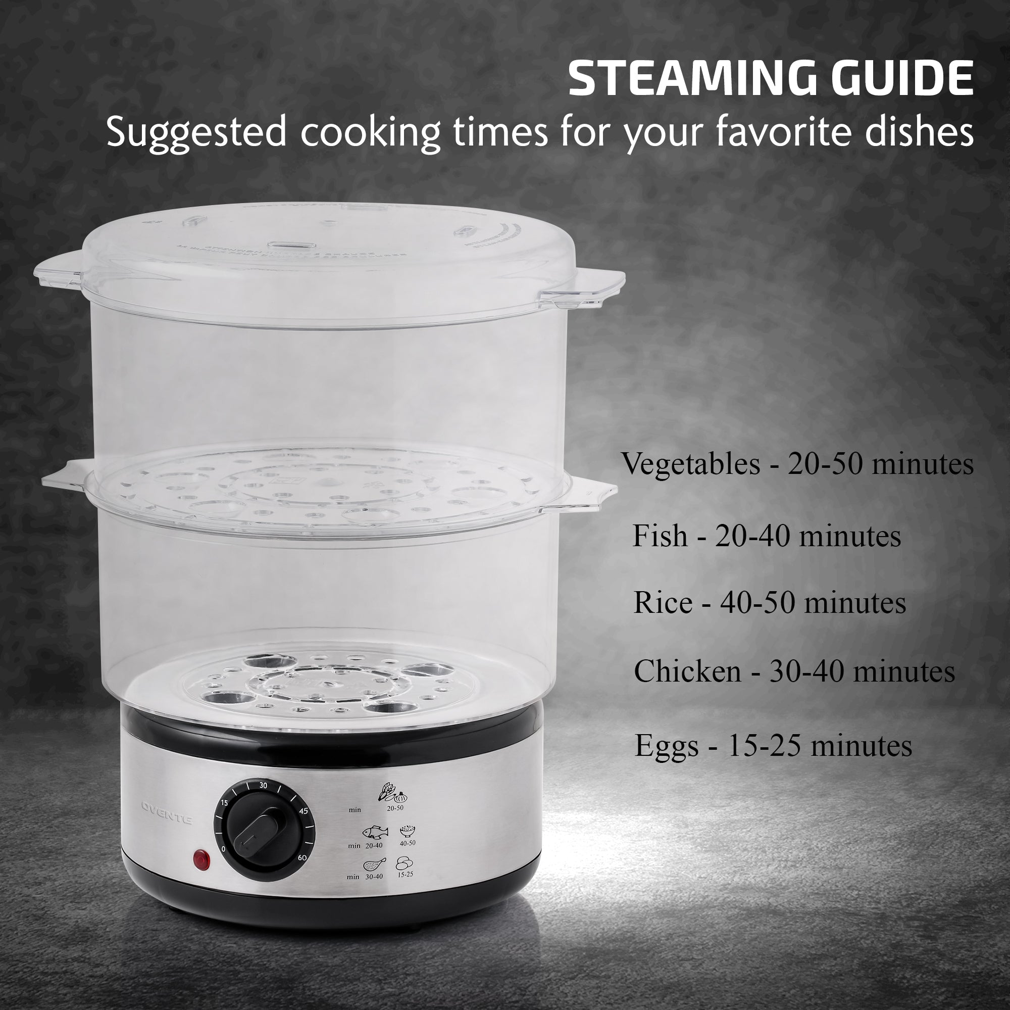 Ovente Two-Tier Electric Food Steamer FS62S