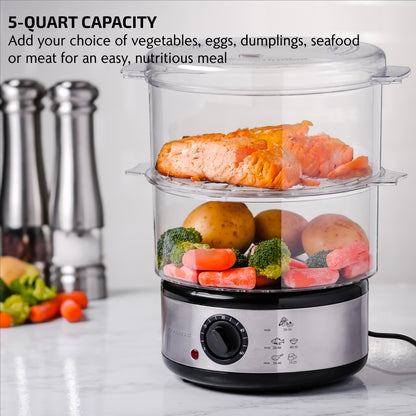 Ovente Two-Tier Electric Food Steamer FS62S