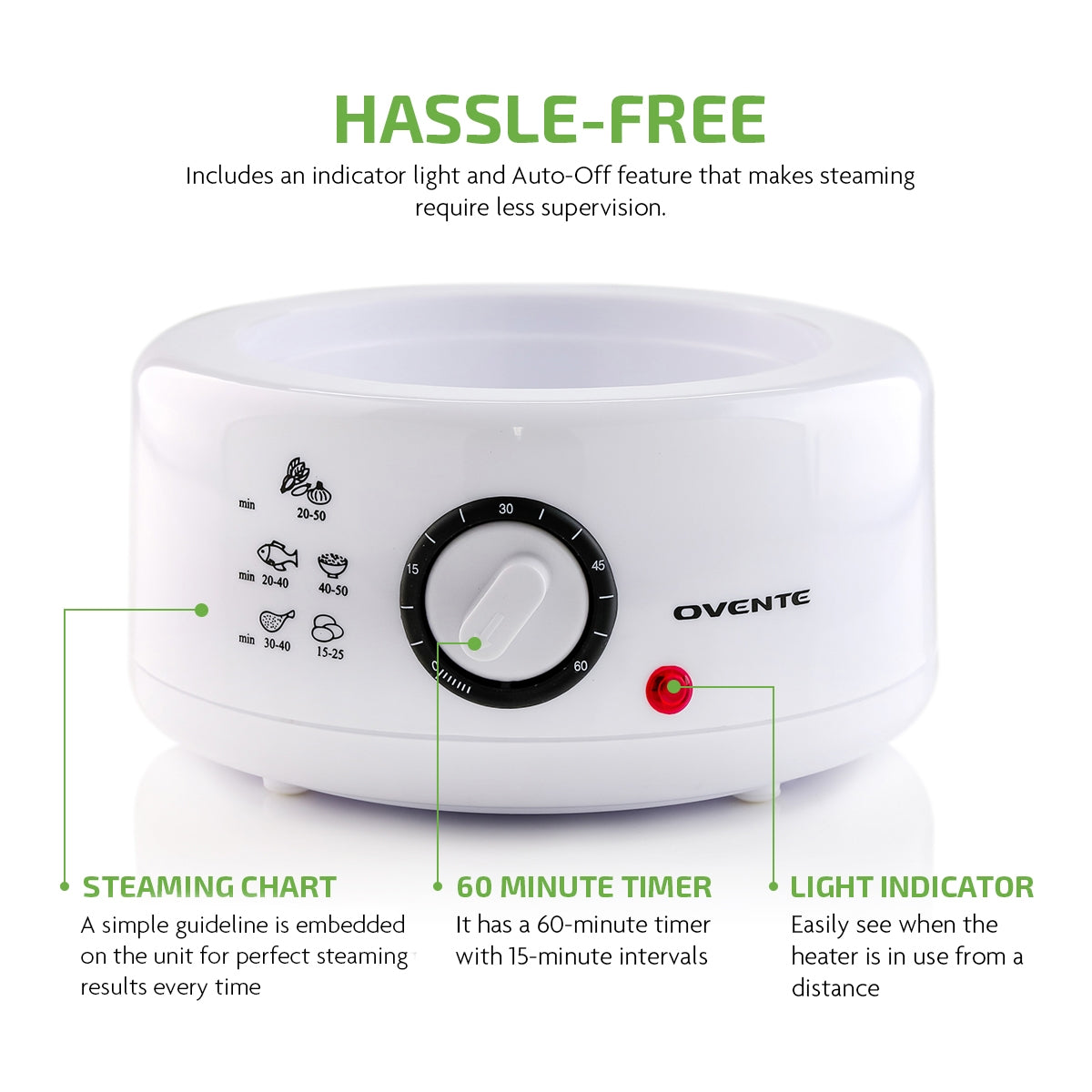 Ovente Three-Tier Electric Food Steamer FS53W