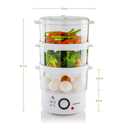 Ovente Three-Tier Electric Food Steamer FS53W