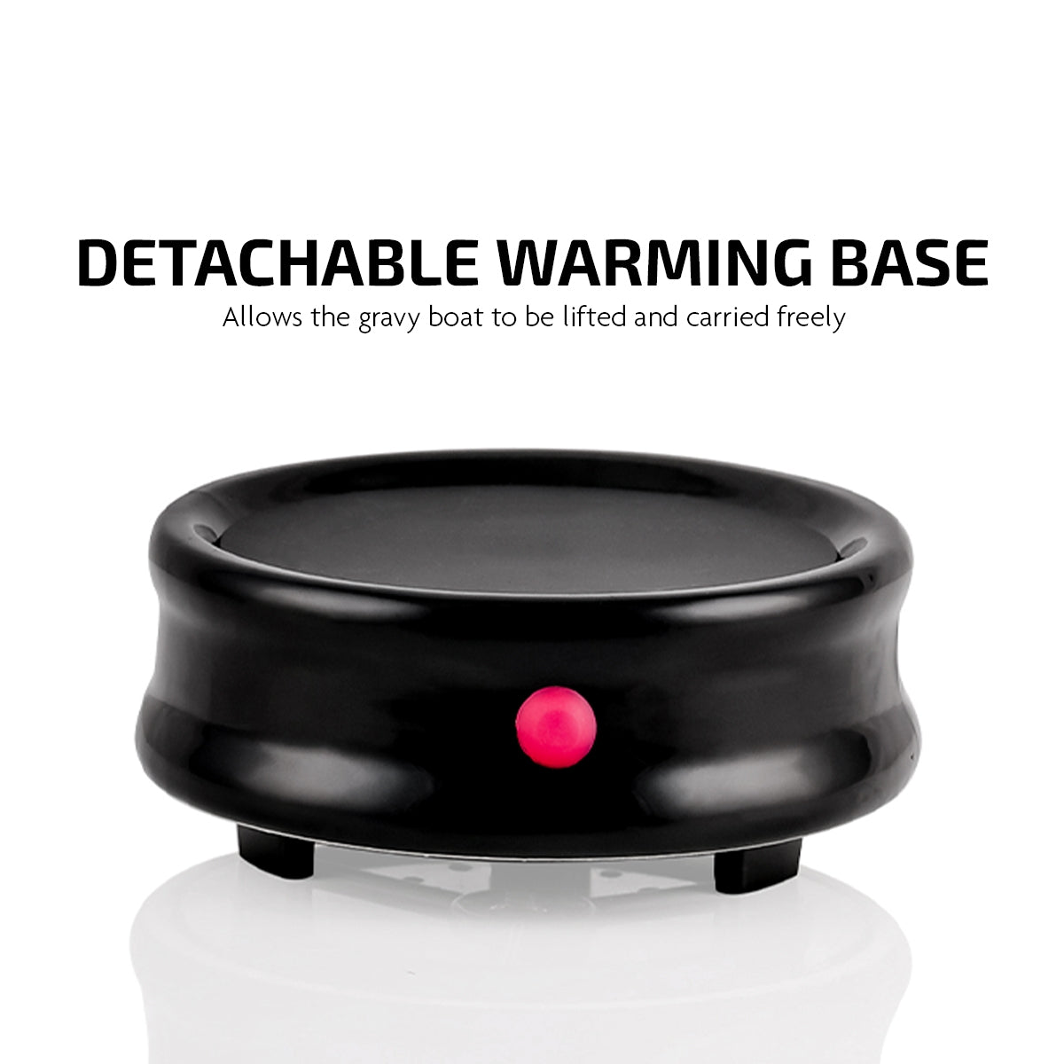 Ovente Electric Gravy Boat Warmer & 13.5oz Ceramic Pot FW024589B