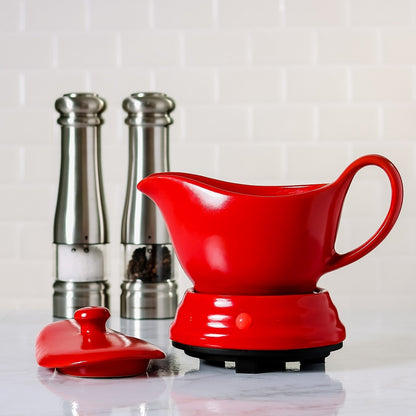 Ovente Electric Gravy Boat Warmer & 16oz Ceramic Bowl FW177833R