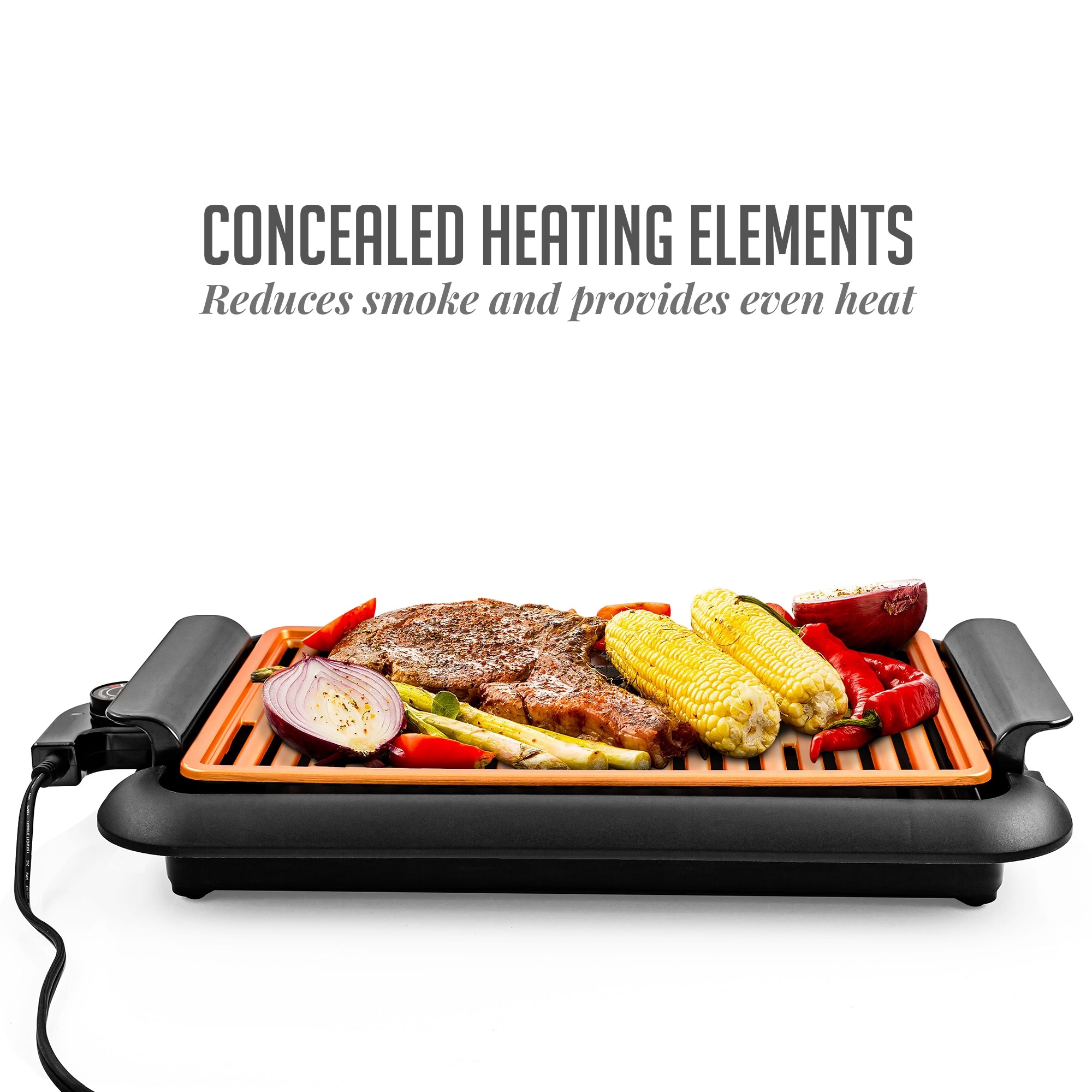 Ovente Electric Indoor Grill with Non-Stick Copper Plate GD1510NLCO