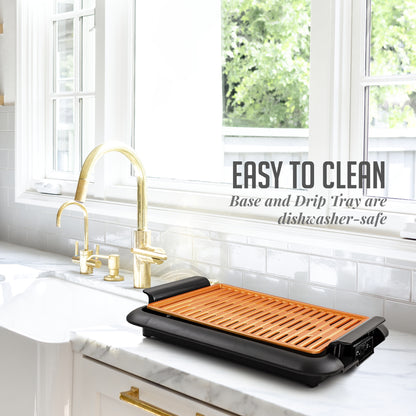 Ovente Electric Indoor Grill with Non-Stick Copper Plate GD1510NLCO