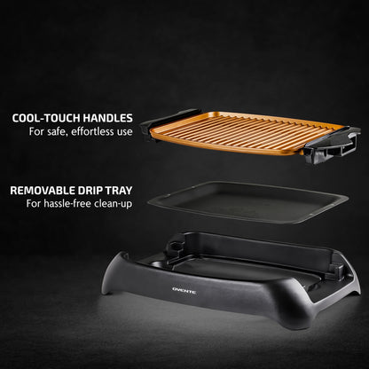 Ovente Indoor Grill with Non-Stick Copper Plate GD1632NLCO