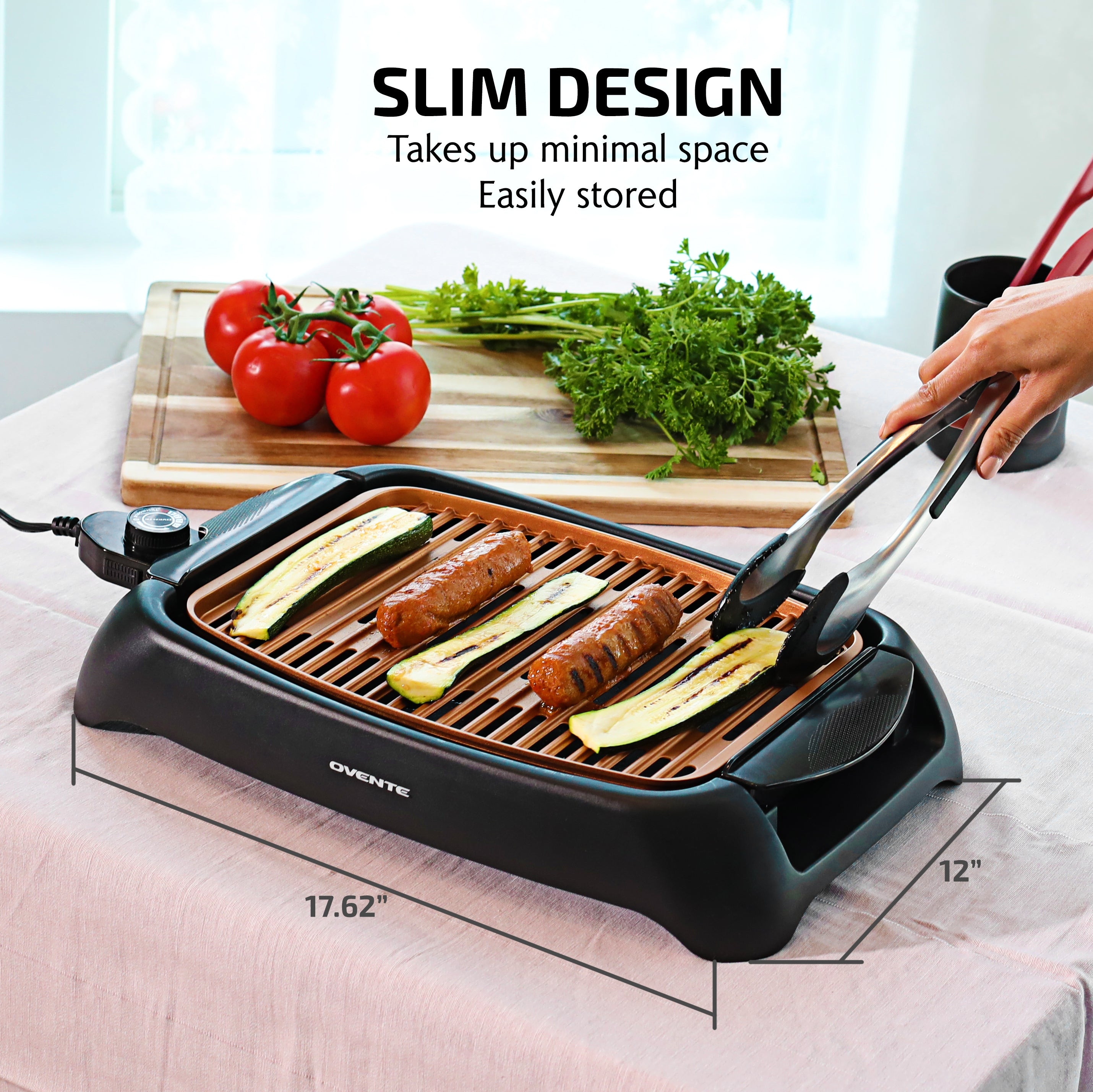 Ovente Indoor Grill with Non-Stick Copper Plate GD1632NLCO