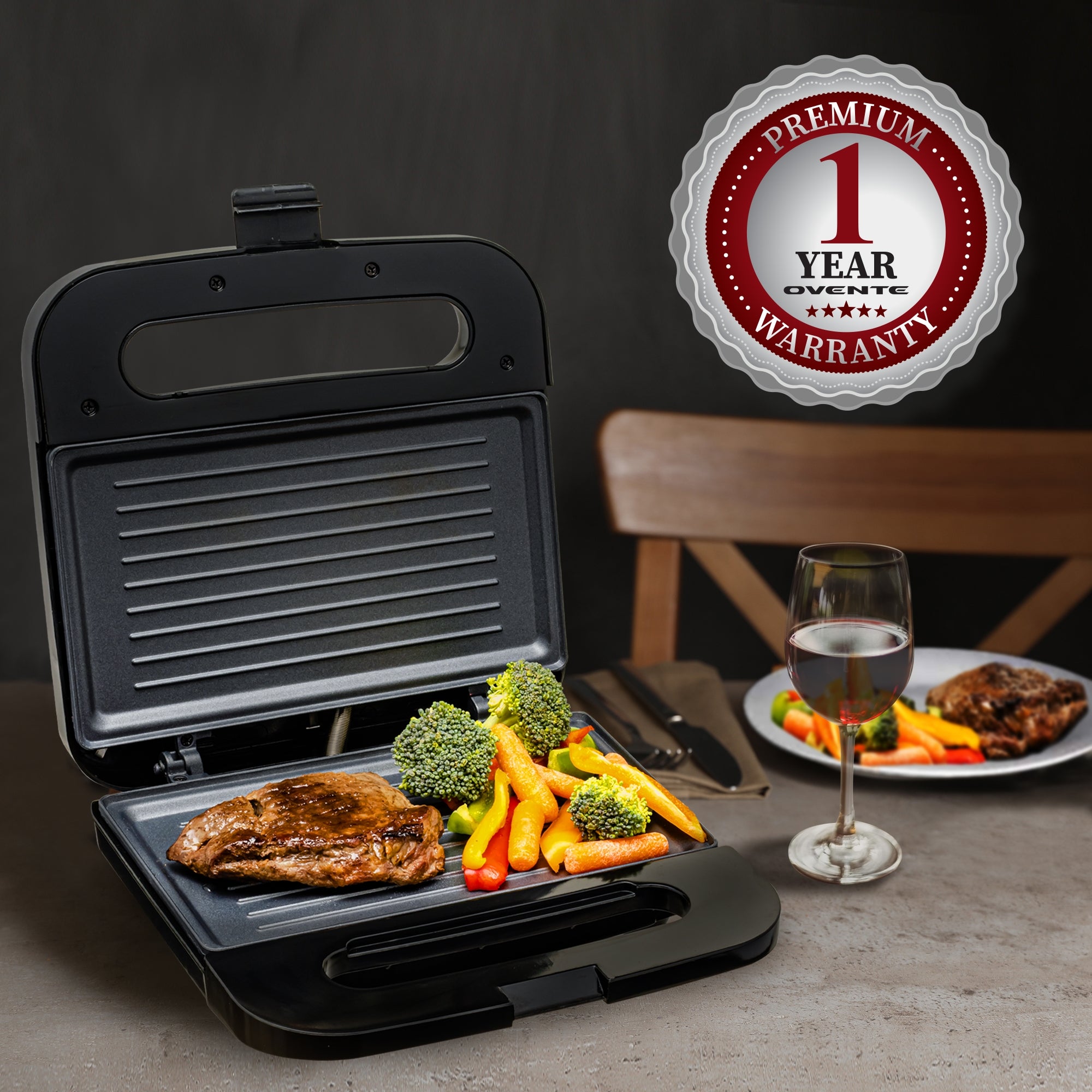 Ovente Electric Panini Press Grill GP0401B