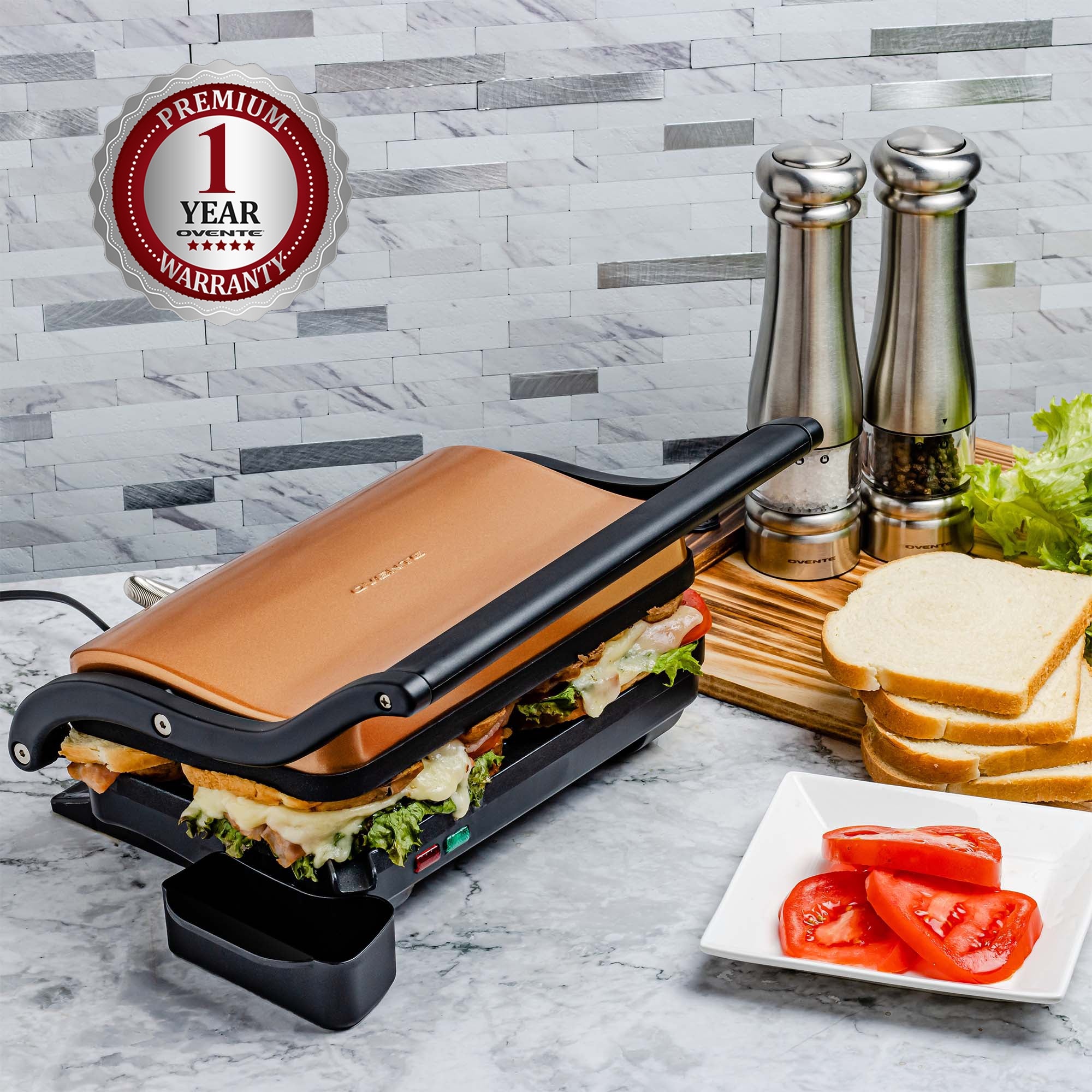Ovente Panini Press Grill Sandwich Maker GP0620 Series