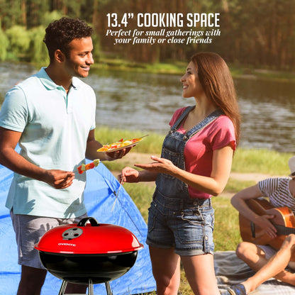 Ovente Portable Charcoal Grill with Dual-Venting System GQR0400BR