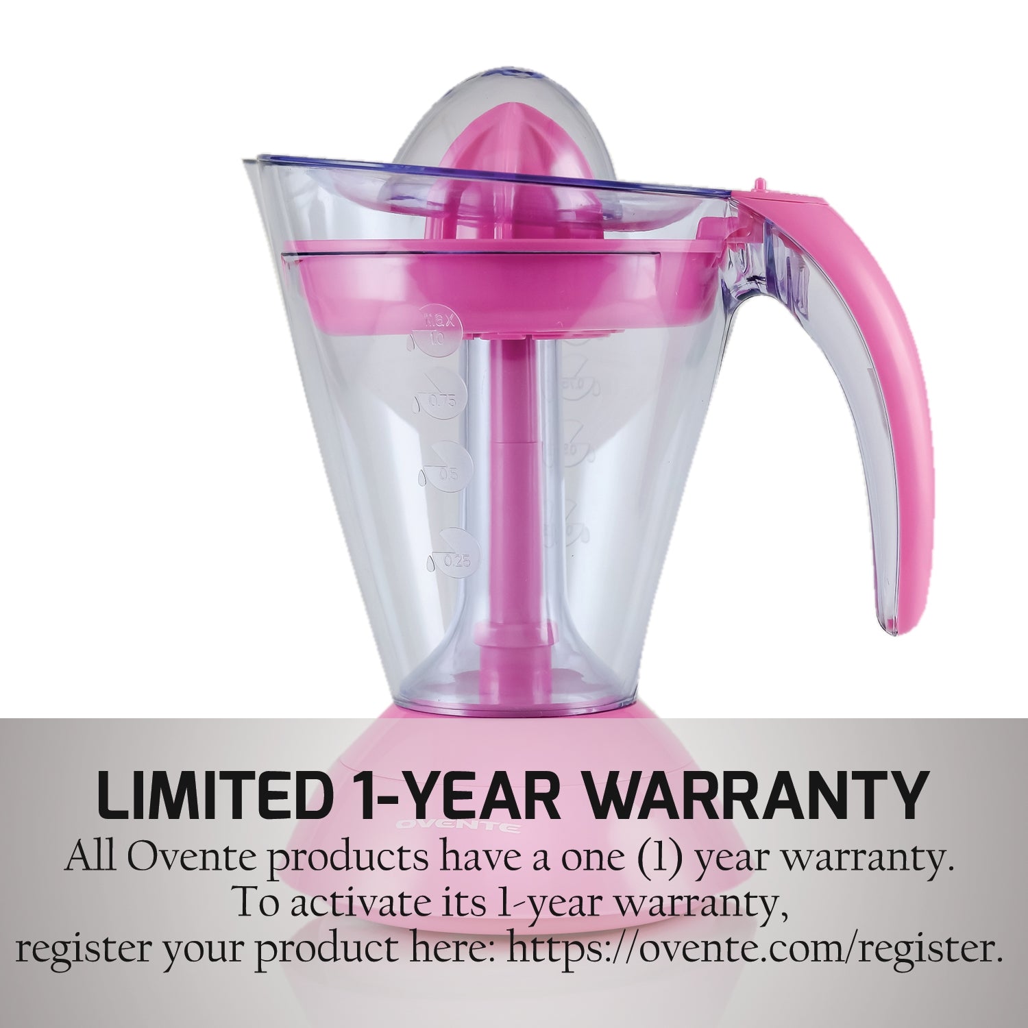 Ovente 34-oz Electric Citrus Juicer with 2 Auto-Reversing Cones JE1034P